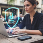 鍵アイコンとノートPCを組み合わせたセキュリティをイメージしたコンセプト画像