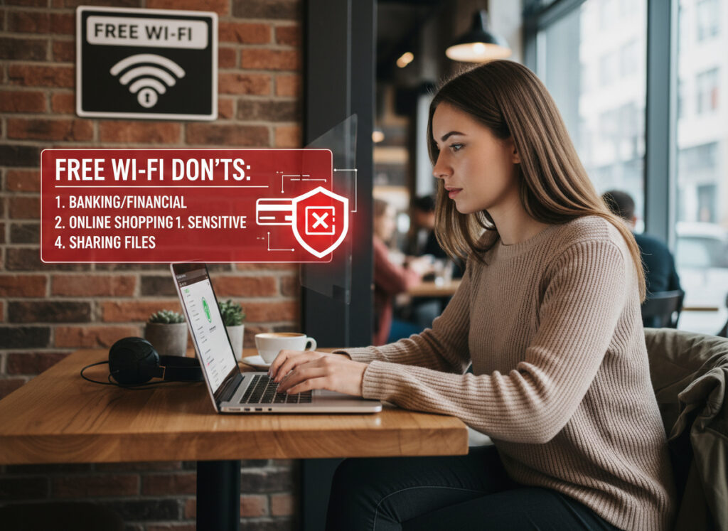 セキュリティ警告画面を前に頭を抱えるビジネスパーソン