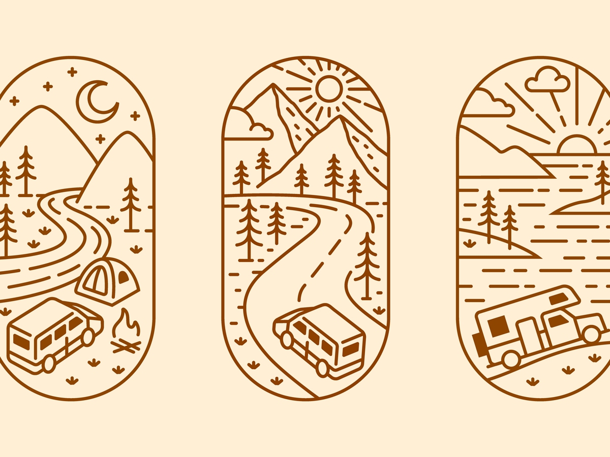 ワーケーションでバンライフとりょこうを楽しむイメージイラスト