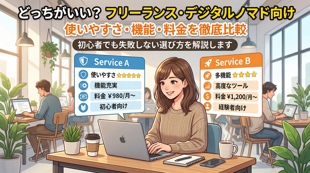 freeeとマネーフォワードを比較するフリーランス向け会計ソフトのイメージ