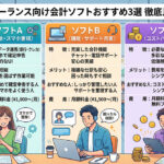 フリーランス向け会計ソフトおすすめ3選を比較するイメージ