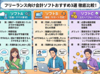 フリーランス向け会計ソフトおすすめ3選を比較するイメージ