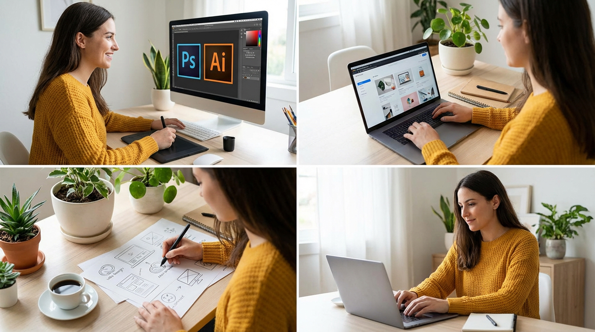 在宅ワークを未経験から始めるノマドワーカーのイメージ
