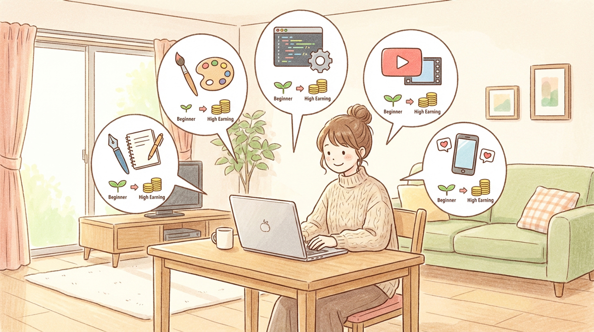 在宅ワークでおすすめのスキルを比較するイメージ