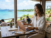 ワーケーション サブスクと在宅ワークで自由に働く女性のイメージ
