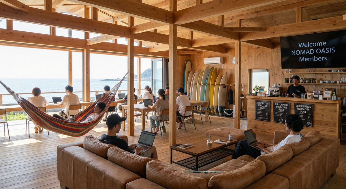 ワーケーション サブスク型ワークスペースのイメージ｜デジタルノマドとコリビング