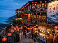 Jiufen Taiwan night market lanterns — digital nomad visa 2026 East Asia base guide