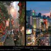 Jiufen Taiwan lanterns and Tokyo Tower at dusk — Japan vs Taiwan digital nomad visa comparison 2026